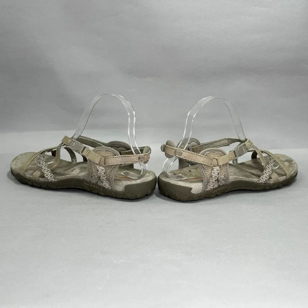 Merrell Terran Lattice II Sandal Women 10 Tan‎ Athletic Outdoor Hiking Flip Flop